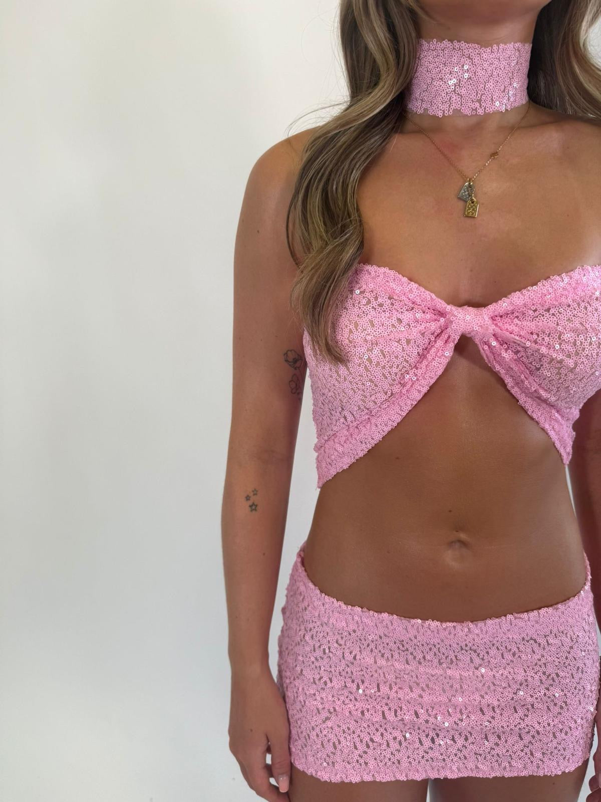 Pink Sequin Bow Top