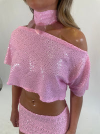 Pink Cara-Cord sequin top