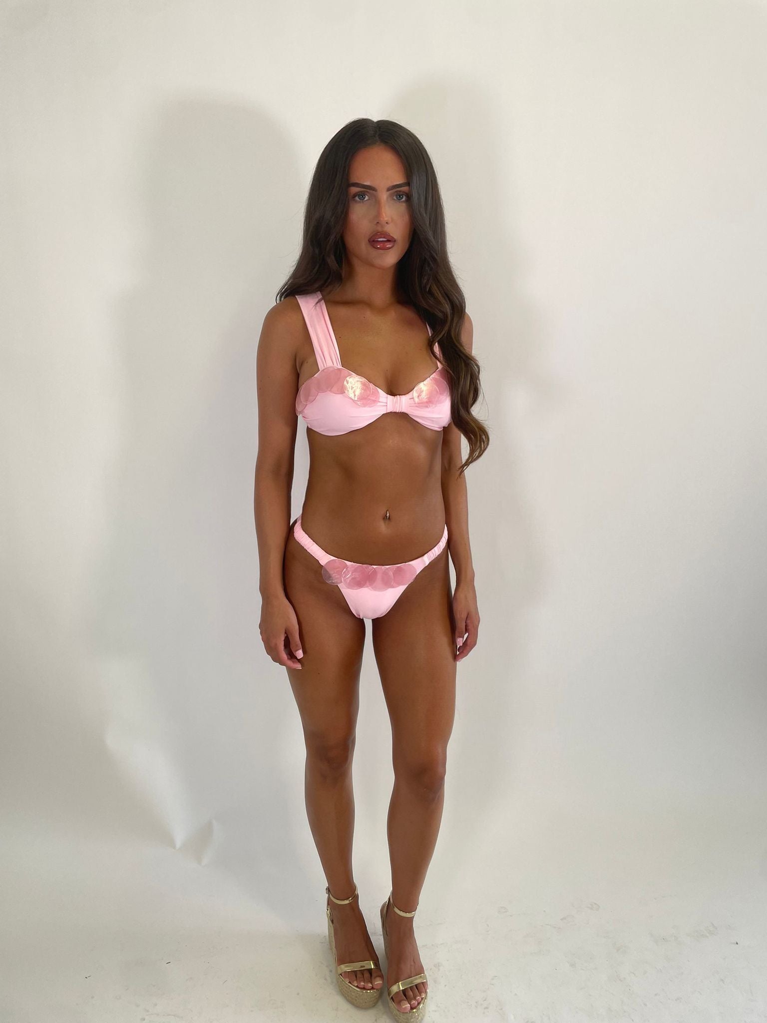 Pink shell bikini top