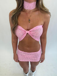 Pink Sequin Bow Top