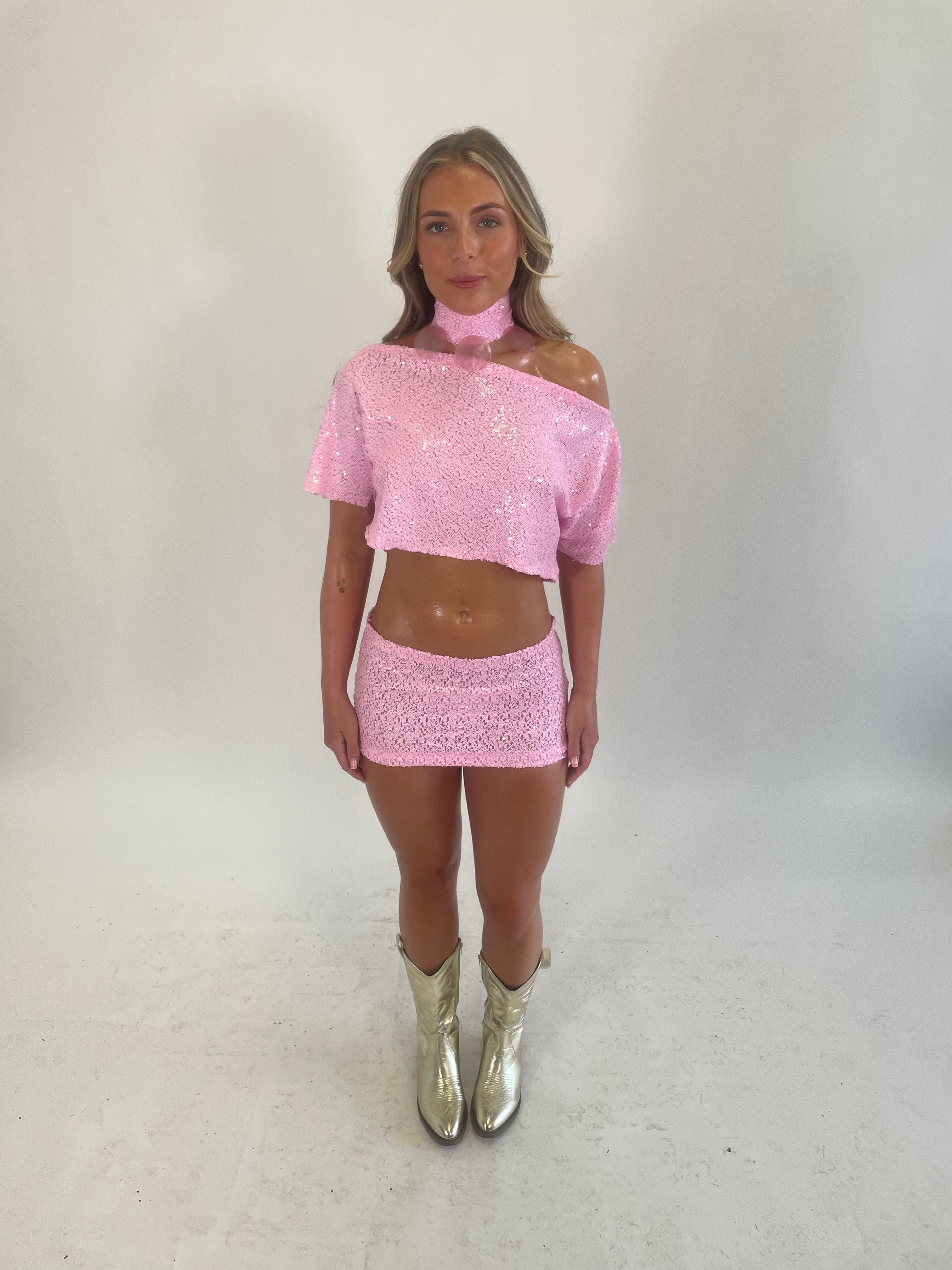 CARA PINK SEQUIN TOP