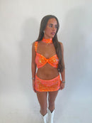 Orange sequin bow top