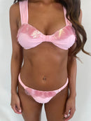 Pink shell bikini top