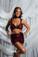Burgundy Bow sequin Co-ord
