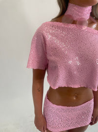 Pink Cara-Cord sequin top