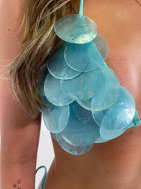 Blue shell bikini top